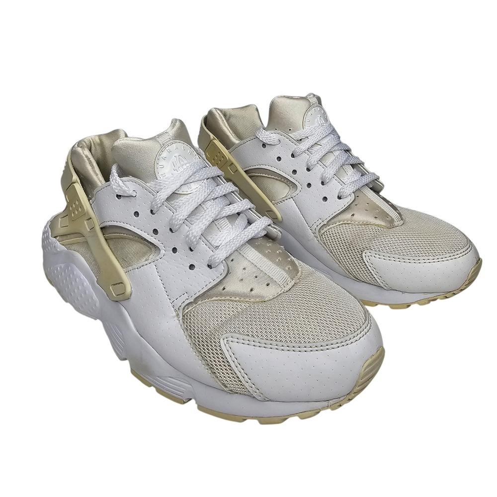 Nike Air Huarache Kids 5Y White Gold Running Shoes Sneakers 654275-110